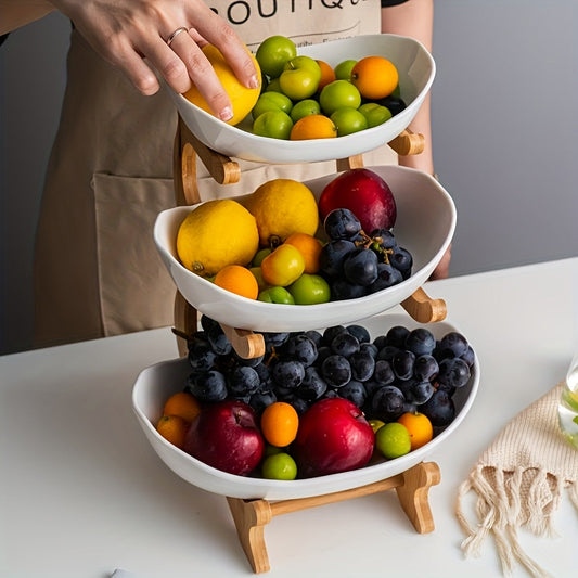 **Nordic-Style Three-Tier Extendable Fruit Tray | Creative Living Room Snack Stand, Adjustable Height, Anti-Slip Expandable Display Tray**(Green)