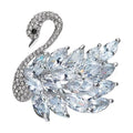 WHITE Crystal Swan Brooch with Premium Appeal – Secure Button Pin for Women, Dedicated Elegant Brooch, Stylish High-End Accessory Exquisitely Matched for Suits