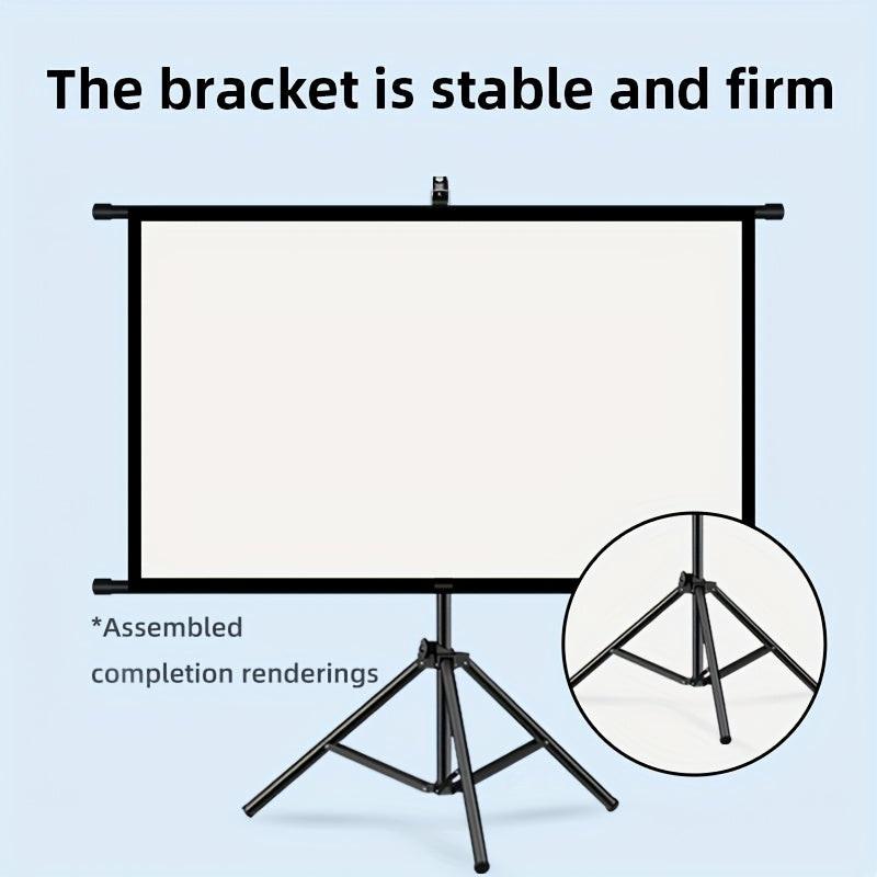 84inPortable and mobile projection screen with tripod stand, 16:9 HD format, suitable for home theater and indoor wall mounting. Made of polyester fabric, easy to set up and use. Ideal for office presentations and home entertainment, ready to use right ou.