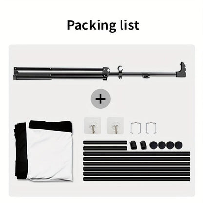 84inPortable and mobile projection screen with tripod stand, 16:9 HD format, suitable for home theater and indoor wall mounting. Made of polyester fabric, easy to set up and use. Ideal for office presentations and home entertainment, ready to use right ou.