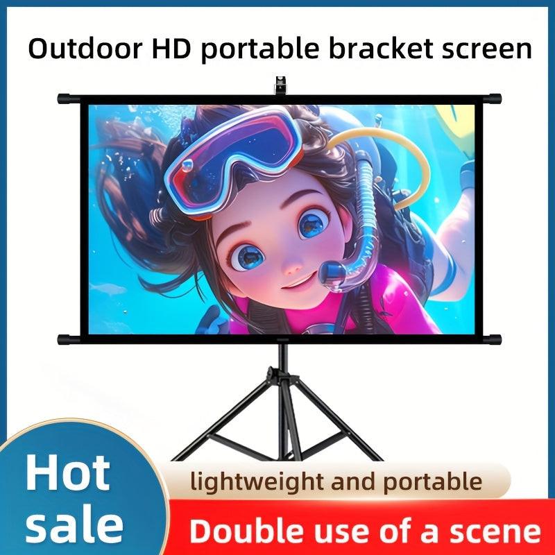 84inPortable and mobile projection screen with tripod stand, 16:9 HD format, suitable for home theater and indoor wall mounting. Made of polyester fabric, easy to set up and use. Ideal for office presentations and home entertainment, ready to use right ou.
