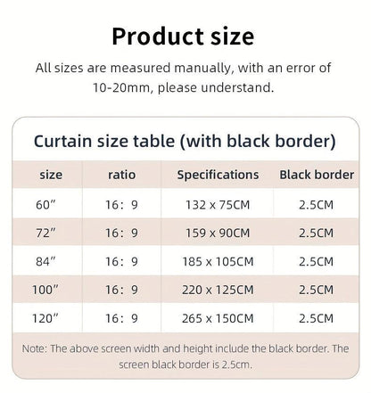 84inPortable and mobile projection screen with tripod stand, 16:9 HD format, suitable for home theater and indoor wall mounting. Made of polyester fabric, easy to set up and use. Ideal for office presentations and home entertainment, ready to use right ou.
