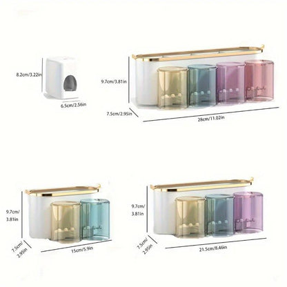4-in-1 White( two persons) Wall-Mounted Toothbrush Holder | Toothbrush Storage/Toothpaste Dispenser/Storage Shelf/Anti-Mildew Drainage - Bathroom Organization Upgrade