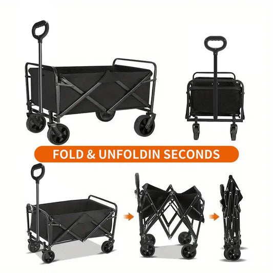 Foldable Shopping Cart, made of 600D waterproof Oxford fabric, equipped with all-terrain silent wheels. Suitable for beach/groceries/garden/shopping trips. A portable shopping cart with strong load-bearing capacity..