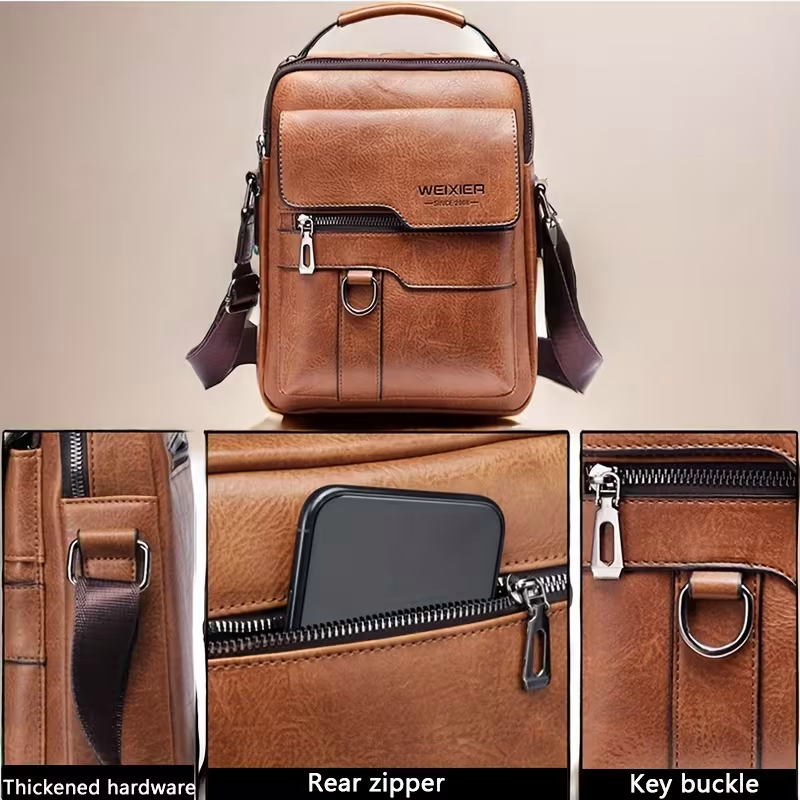 Men's retro crossbody Bag (brown) : High quality with multiple compartments, practical and versatile. It is the top choice for Father's Day, Valentine's Day and Christmas gifts