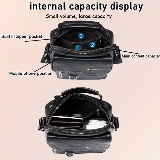 Men's retro crossbody bag (black) : High quality with multiple compartments, practical and versatile. It is the top choice for Father's Day, Valentine's Day and Christmas gifts