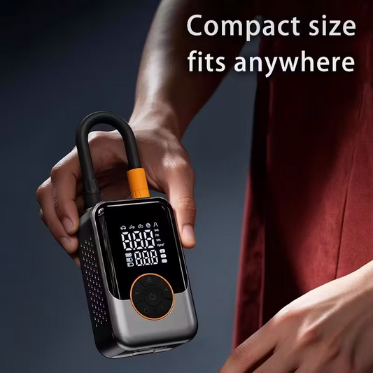 Portable wireless air compressor tire inflation pump - Equipped with digital pressure gauge, emergency LED light, 4x fast cordless design; built-in rechargeable battery; digital display tire inflation pump Suitable for car, motorcycle, bicycle tires and s.