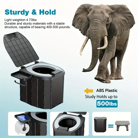 Portable folding toilets with PU seat cushions and portable toilets with covers, suitable for RVS, cars, camping and hiking.