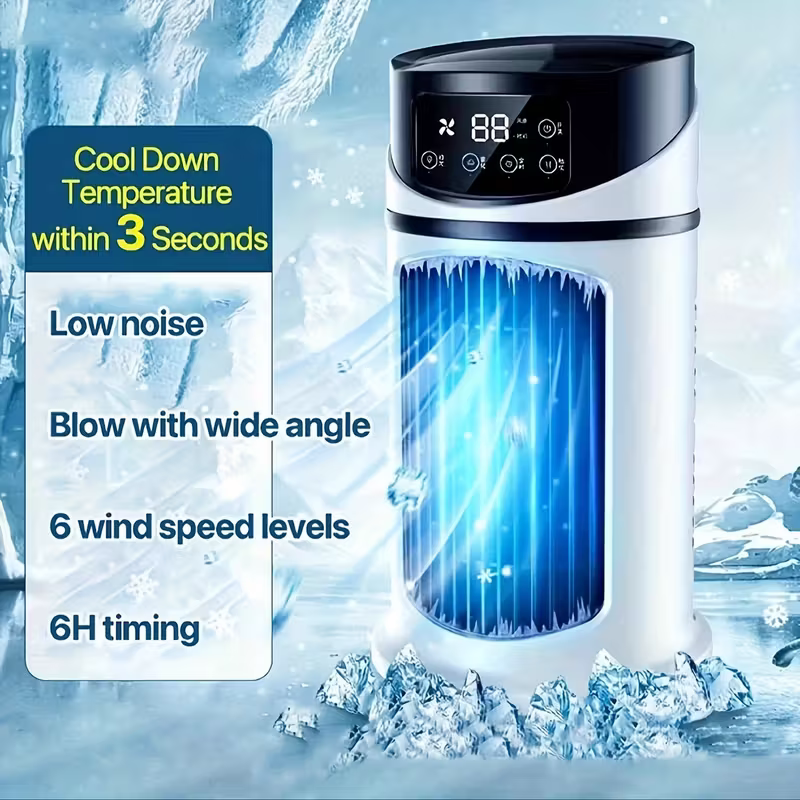 USB portable air conditioner humidifier - 6-speed adjustment, ultra-quiet 25 decibels, mini air conditioner for home, office and dormitory, 6-hour timer, festival gift, suitable for use in home, office and dormitory.