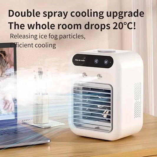 USB desktop fan and air cooler - Portable personal cooling fan, operates with USB power supply, suitable for home, office, dormitory, and travel. Compact desktop fan on the desk, quiet mini fan, equipped with lithium battery, no need for filter. Energy-sa.