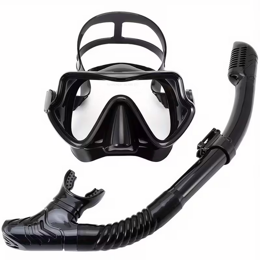 Snorkeling mask breathing tube set, large frame silicone mask, leak-proof and anti-fog snorkeling mask, swimming goggles for men and women.