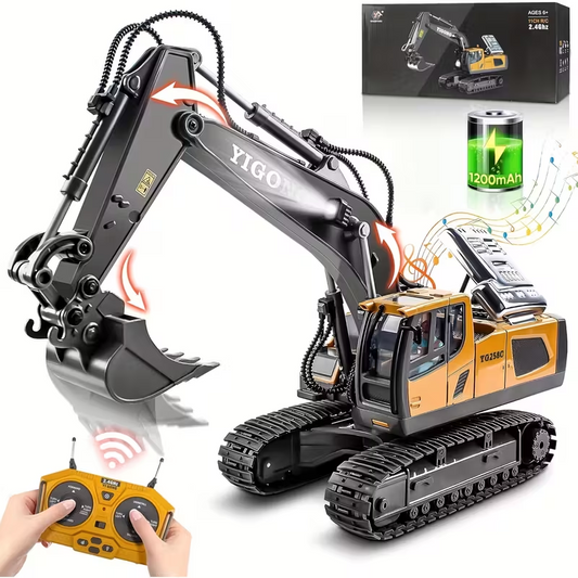 Mini Excavator Toy with Remote & App Control, High-Tech 11-Channel Alloy & Plastic Engineering Vehicle, Fun Toy for Men, Perfect Gift for Kids..