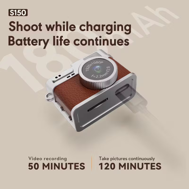 Mini camera retro version, wearable mini camera - 1080P high-definition video, 0.96-inch IPS screen, LED fill light, 17.5-gram ultra-light portable, suitable for Vlog shooting and travel, small pocket-sized photo recorder with 32GB card - small compact mi.
