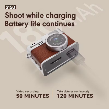 Mini camera retro version, wearable mini camera - 1080P high-definition video, 0.96-inch IPS screen, LED fill light, 17.5-gram ultra-light portable, suitable for Vlog shooting and travel, small pocket-sized photo recorder with 32GB card - small compact mi.