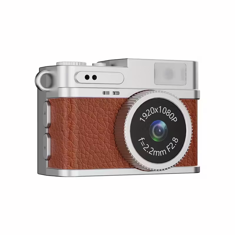 Mini camera retro version, wearable mini camera - 1080P high-definition video, 0.96-inch IPS screen, LED fill light, 17.5-gram ultra-light portable, suitable for Vlog shooting and travel, small pocket-sized photo recorder with 32GB card - small compact mi.