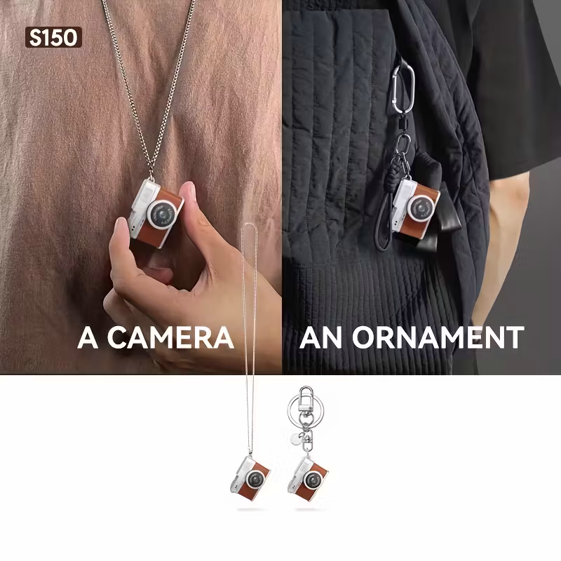 Mini camera retro version, wearable mini camera - 1080P high-definition video, 0.96-inch IPS screen, LED fill light, 17.5-gram ultra-light portable, suitable for Vlog shooting and travel, small pocket-sized photo recorder with 32GB card - small compact mi.