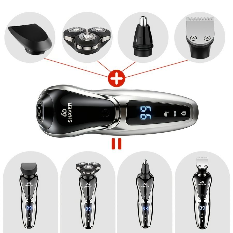 Men'S Electric Shaver 4-In-1 Shaver Multifunctional Shaver USB Charging Shaver - Black - Size 1168