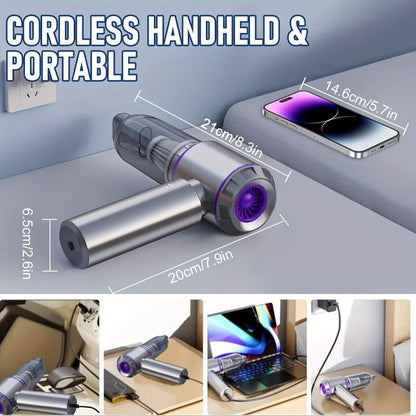 Portable Wireless Vacuum Cleaner 20000PA Vacuum 4-In-1 Vacuum Hand-Held - Purple - Size Brush - less motor with three - gear adjustment and power display