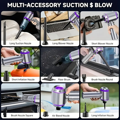 Portable Wireless Vacuum Cleaner 20000PA Vacuum 4-In-1 Vacuum Hand-Held - Purple - Size Brush - less motor with three - gear adjustment and power display
