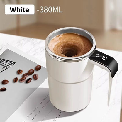 Self-Stirring Coffee Mug Automatic Stir Mug LED Temperature Mug Rechargeable - Beige - Size 380ML