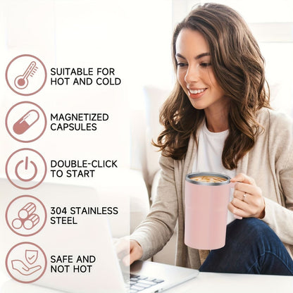 Self-Stirring Coffee Mug Automatic Stir Mug LED Temperature Mug Rechargeable - Black - Size 380ML