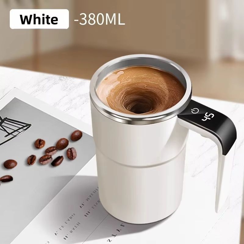 Self-Stirring Coffee Mug Automatic Stir Mug LED Temperature Mug Rechargeable - Pink - Size 380ML
