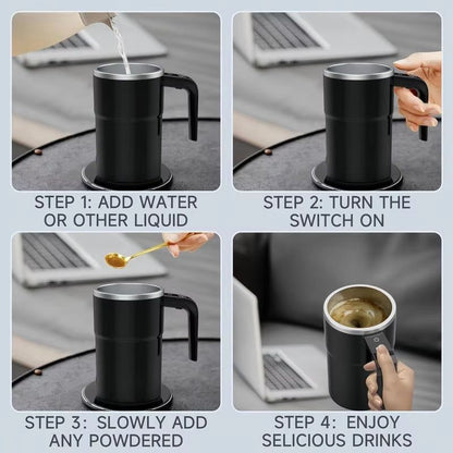 Self-Stirring Coffee Mug Automatic Stir Mug LED Temperature Mug Rechargeable - Pink - Size 380ML