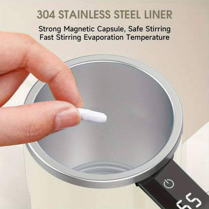 Self-Stirring Coffee Mug Automatic Stir Mug LED Temperature Mug Rechargeable - White - Size 380ML