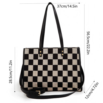 Black and gray color-matched tote bag | large capacity, can be carried by hand or cross-body, suitable for street photography and commuting
