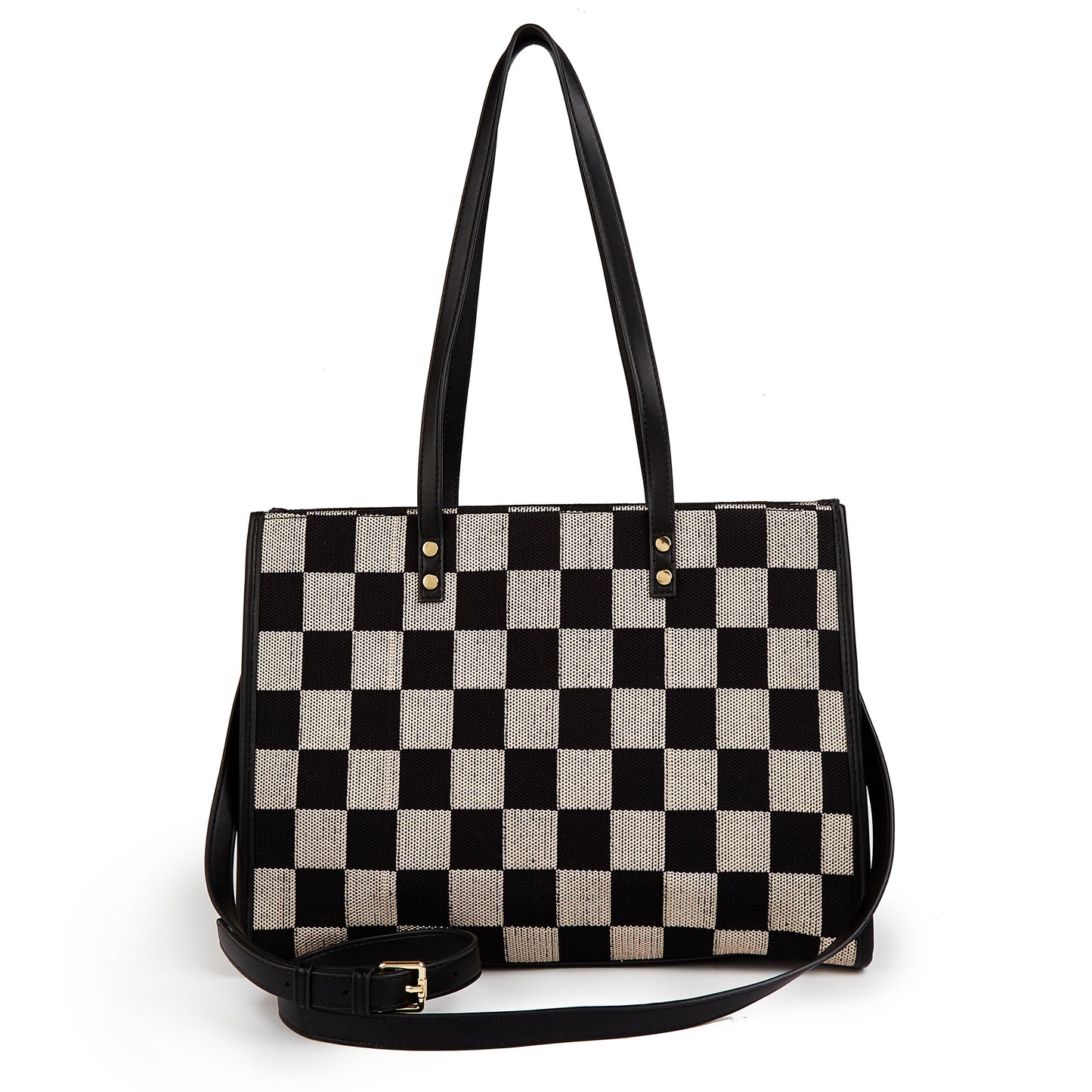 Black and gray color-matched tote bag | large capacity, can be carried by hand or cross-body, suitable for street photography and commuting