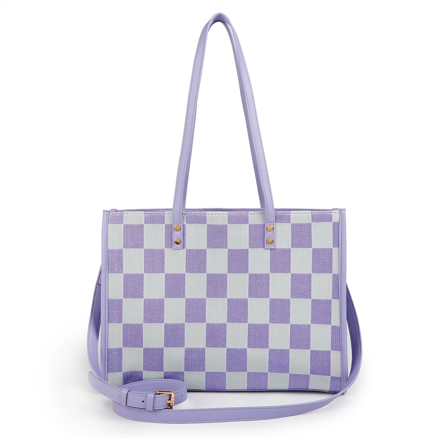 "Taro Mud Chessboard" light purple tote bag | two-in-one handbag and cross-body bag, can hold a computer + documents + girly heart, gentle to the point of breaking the rules
