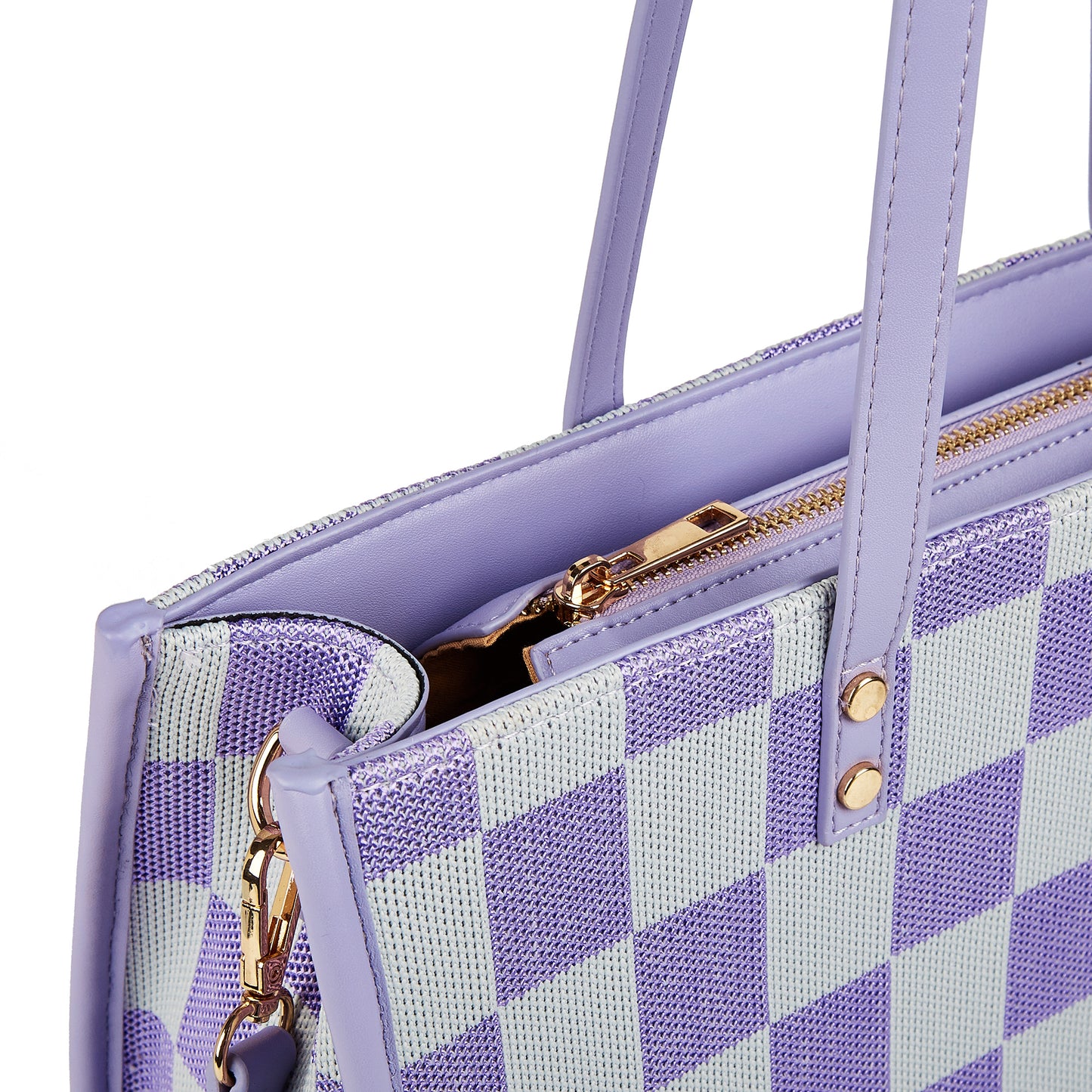 "Taro Mud Chessboard" light purple tote bag | two-in-one handbag and cross-body bag, can hold a computer + documents + girly heart, gentle to the point of breaking the rules