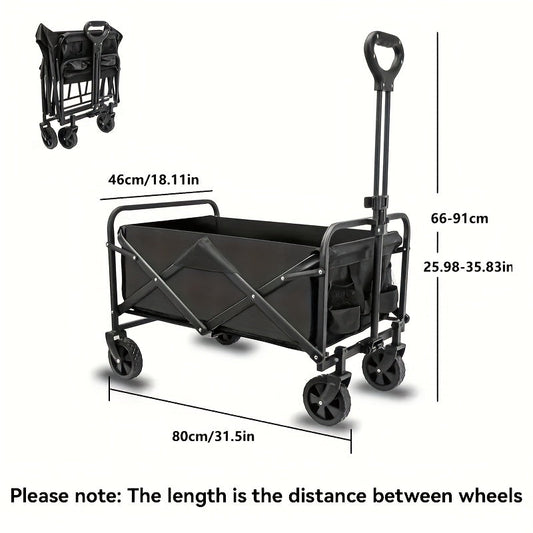 250KG Load Capacity 300L Large Capacity Heavy Duty Foldable Beach Car - All-Terrain Foldable Multi-Functional Handcart with Large Wheels, Side Pockets and Brakes - Durable Oxford Fabric and Stainless Steel Structure, Suitable for Camping, Garden, Sports a.