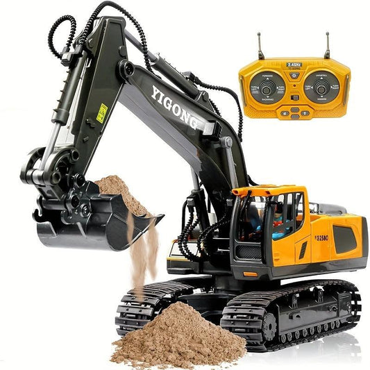 2.4G Remote Control Excavator Alloy Excavator Model Engineering Car Remote Control Car Boy Girl Unlimited Rotation - Larger 1/18 Scale Remote Control Excavator.