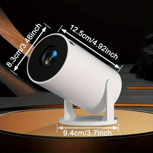 HY300 Pro mini portable projector, native 1280 * 720P support 4K / 350ANSI smart projector, with WiFi 6 BT 6.0, Screen adjustment, 180-degree rotation, home video projector with Android 11. 0 operating system built-in.