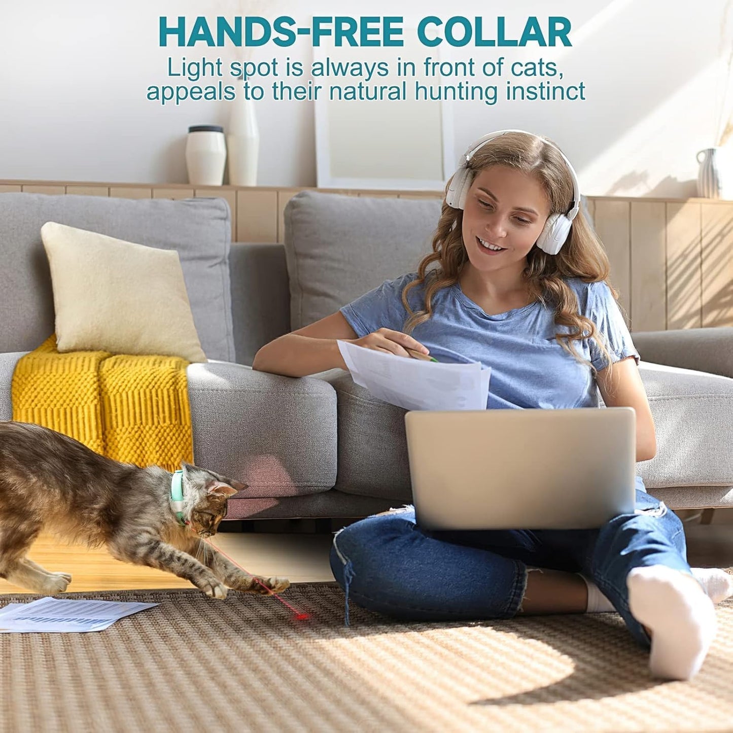 Automatic Laser Cat Collar Toy: Rechargeable Interactive Red Light Toy for Australian Indoor Cats & Kittens