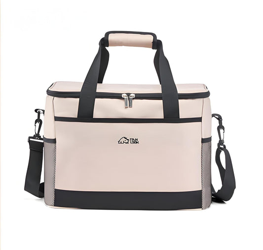 Beige Insulated Picnic Cooler Bag: Portable Waterproof Ice Bag for Outdoor Camping, Picnics & Home Useï¼30Lï¼.