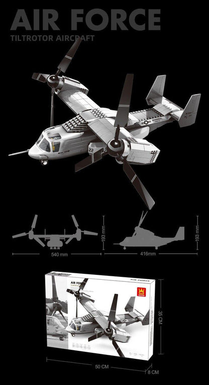 Christmas gift US Osprey Tiltrotor Aircraft Building Blocks Set, 460 Pieces Military Transport Model Kit for Kids Aged 6+ & Enthusiastsï¼Osprey tiltrotor aircraftï¼.