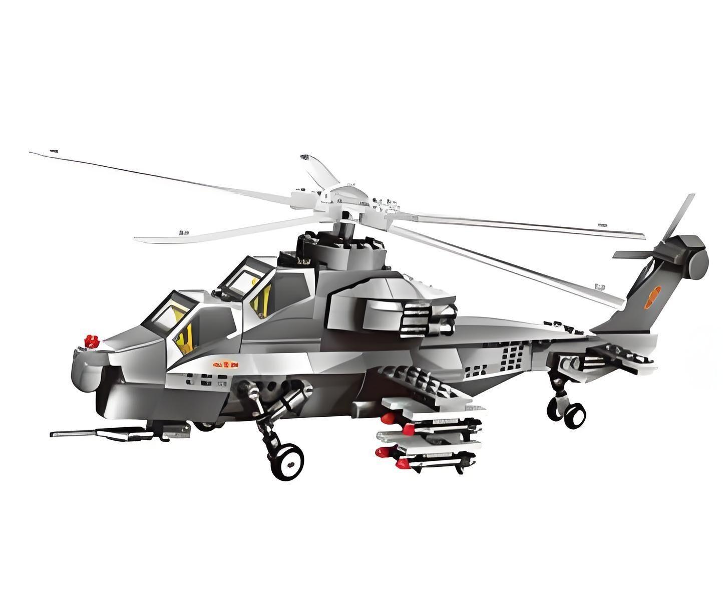 Christmas gift WZ-10 Attack Helicopter Building Blocks Set, 264 Pieces Military Model Kit for Kids Aged 6+ & Enthusiastsï¼WZ10 helicopter gunshipï¼.