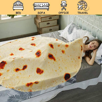 Burritos Tortilla Throw Blanket (Yellow), Novelty Funny Round Blanket for Kids & Adults, Soft Flannel Tortilla Wrap Blanket（47",Baby）