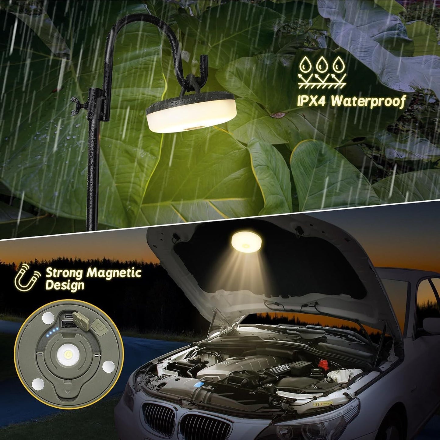 Solar Camping String Lights: 5-Mode IPX4 Waterproof USB/Solar Powered 2-in-1 for Outdoor Tents, Hiking & Party Decor.