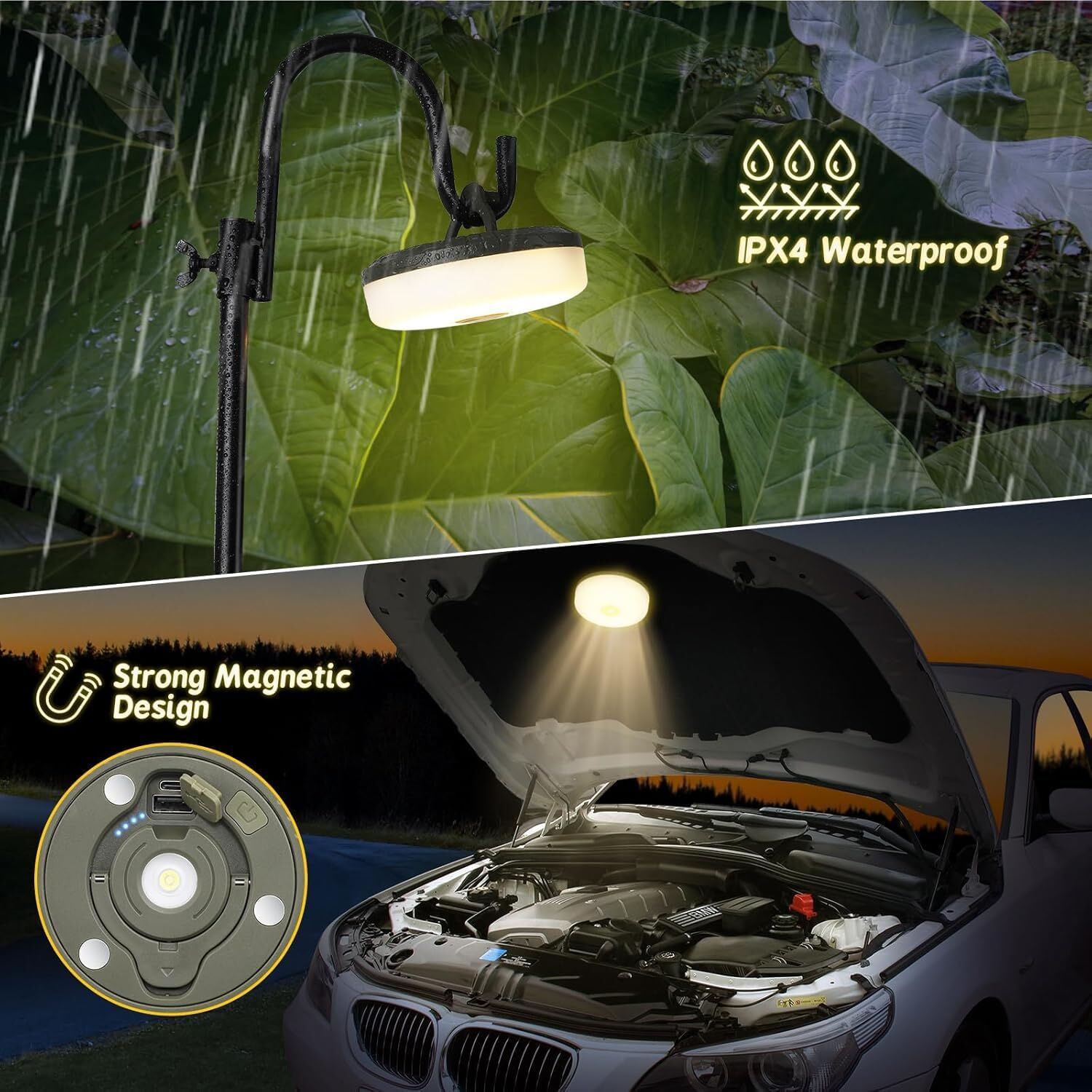 Solar Camping String Lights: 5-Mode IPX4 Waterproof USB/Solar Powered 2-in-1 for Outdoor Tents, Hiking & Party Decor.