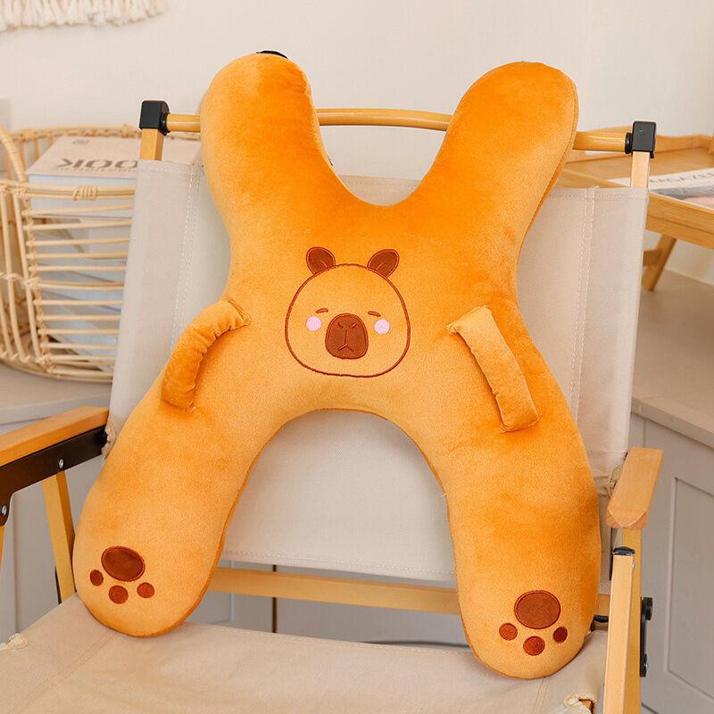 Christmas gift for kids-Kids Travel Pillow, Ergonomic Plush Support for Car Rides, Comfortable Sleep Companion for Childrenï¼brown Capibalaï¼.
