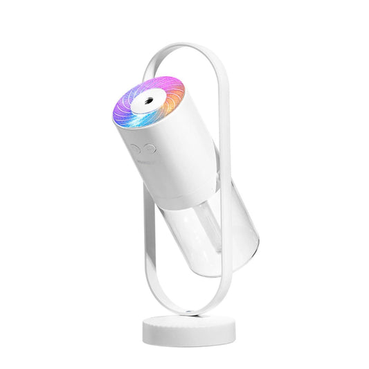 Portable Mini Humidifier with 7-Color LED Star Projector â USB Powered Desk Air Moisturizer for Baby Room, Office, Travel, Night Light & Party Decor (White).