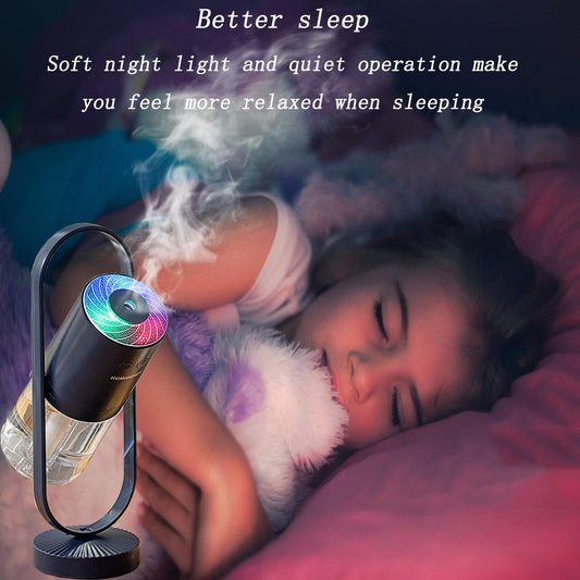 Portable Mini Humidifier with 7-Color LED Star Projector â USB Powered Desk Air Moisturizer for Baby Room, Office, Travel, Night Light & Party Decor (Deep Blue).