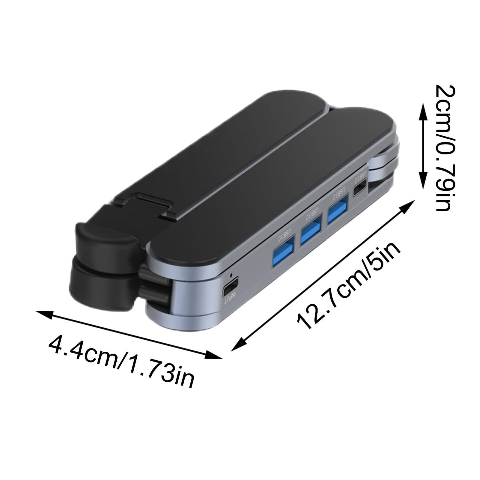 Adjustable Laptop Stand with USB Hub â Aluminum Foldable Riser for Home Office, Gaming, Travel & Business Use, Ergonomic Cooling Desk Mount (Black).
