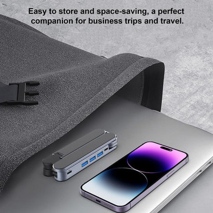 Adjustable Laptop Stand with USB Hub â Aluminum Foldable Riser for Home Office, Gaming, Travel & Business Use, Ergonomic Cooling Desk Mount (Black).
