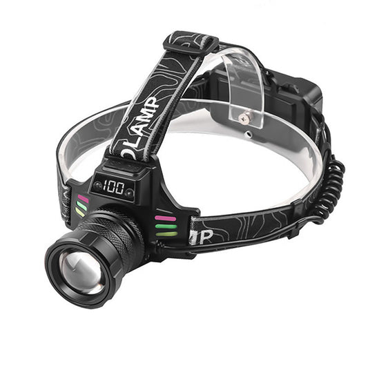 Bright LED Headlamp with Digital Display & Motion Sensor â Rechargeable 3500 Lumens Flashlight for Camping, Hiking, Fishing, and Night Running (Black).