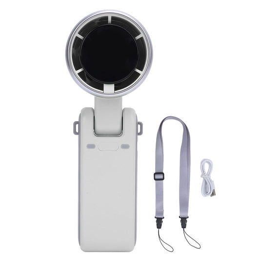 Portable Turbo Handheld Fan with Digital Display â 5-Speed Rechargeable Mini Fan, 3600mAh Battery, Foldable & Neck Strap Design for Outdoor Travel and Daily Use(White).