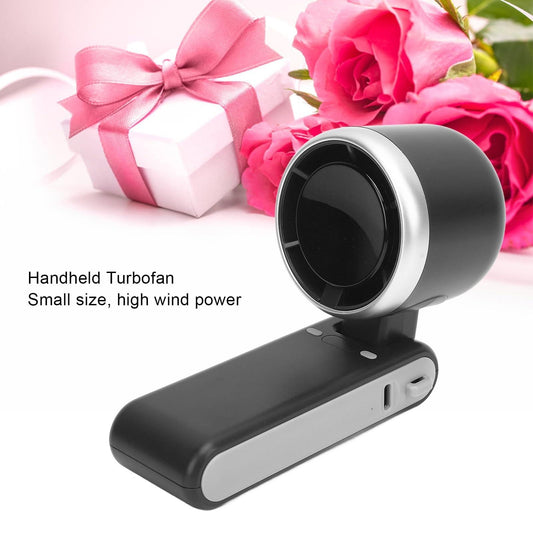 Portable Turbo Handheld Fan with Digital Display â 5-Speed Rechargeable Mini Fan, 3600mAh Battery, Foldable & Neck Strap Design for Outdoor Travel and Daily Use(Black).
